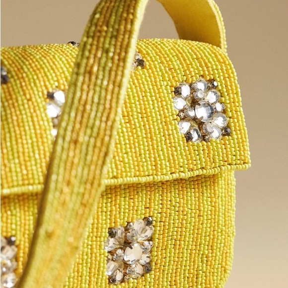 Anthropologie Geometric edition Fiona Bag New Yellow Beaded Women's Bag - Picture 4 of 8